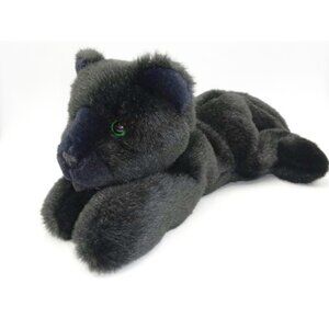 Aurora World 14" Black Cat Plush Green Eyes Stuffed Animal Toy Kitty
